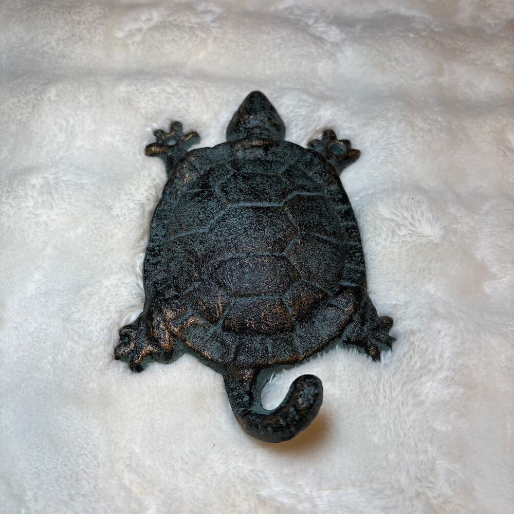 Cast Iron Turtle Home Decor Shelf Sitter Wall Mounted Hook Coastal Beach House